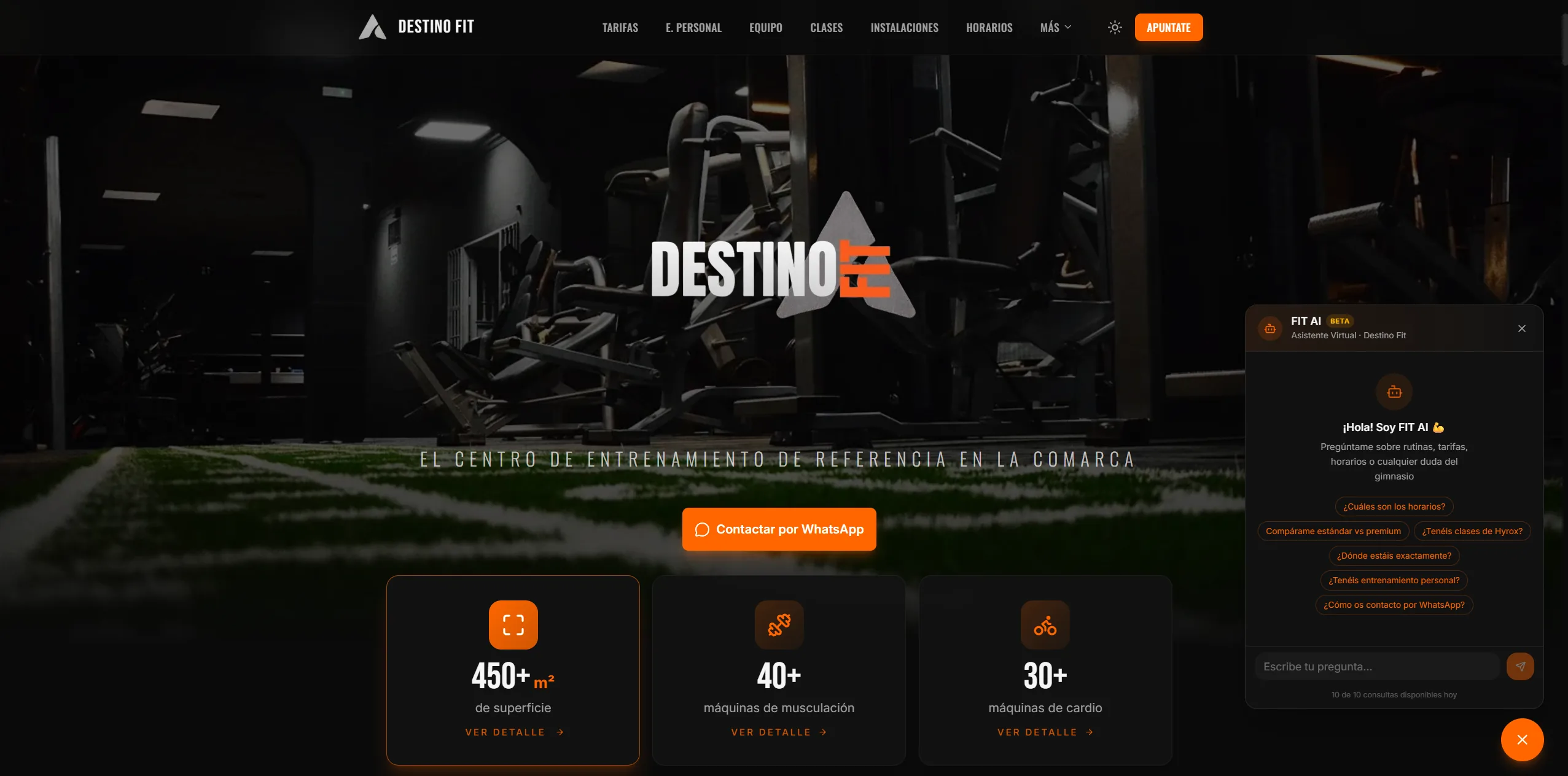 Destino Fit — Plataforma fitness completa con IA